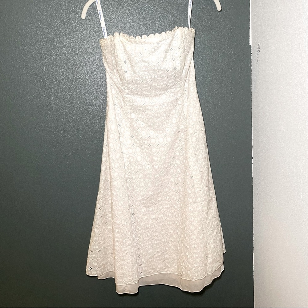 Vintage Shoshanna Eyelet Strapless Dress, Size 2